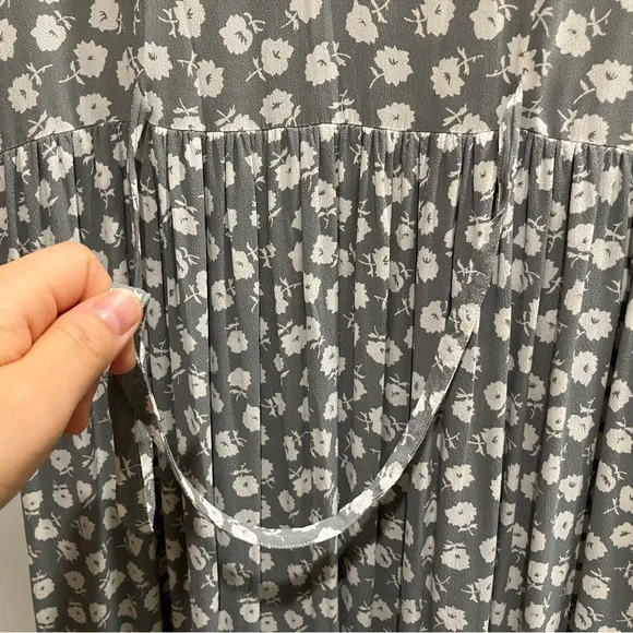 Christy Dawn Amelia Midi Dress 3/4 Sleeve Sage Ditsy Gray & White Size Small - Picture 11 of 14